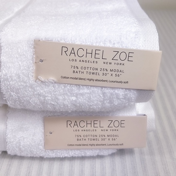 Rachel Zoe Bath Towel Set White 2 PCS Cotton Modal NEW - Picture 3 of 13